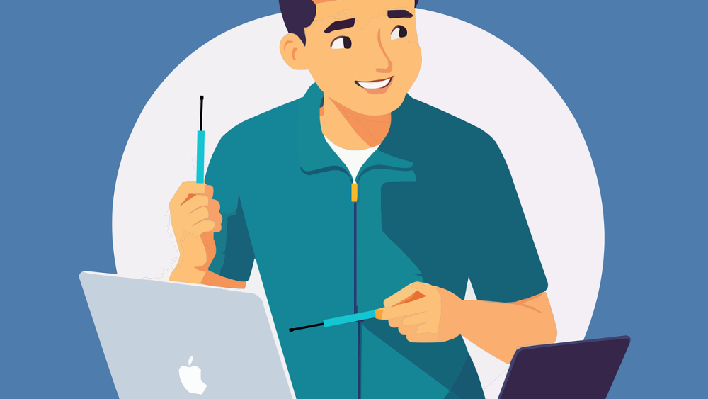 Free man laptop computer vector