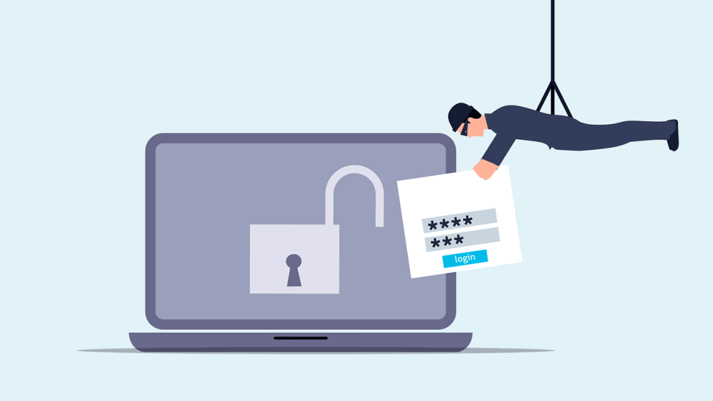 Free attack unsecured laptop vector